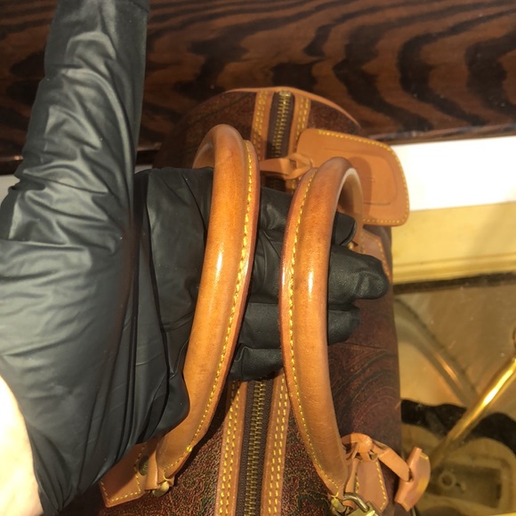 W ETRO MILANO Red Paisley Speedy 20 Small Boston Travel Tote Bag Lock and 2 Keys - Picture 16 of 17